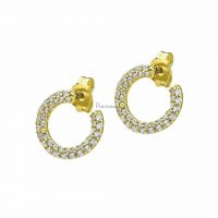 14K Gold 0.58 Ct. Diamond 14 mm Hoop Earrings Fine Jewelry