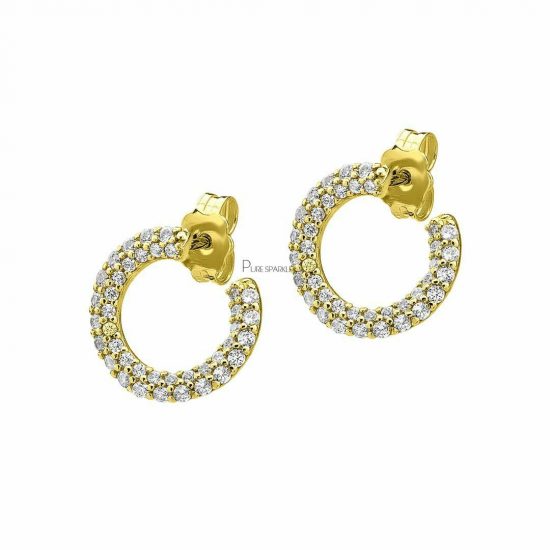 14K Gold 0.58 Ct. Diamond 14 mm Hoop Earrings Fine Jewelry