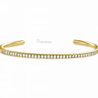 14K Gold 0.60 Ct. Diamond Handmade Cuff Bangle Bracelet Fine Jewelry