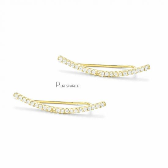 14K Gold 0.60 Ct. Diamond Long Hook Earrings Fine Jewelry