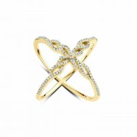 14K Gold 0.60 Ct. Diamond Unique Braided Cross Ring Fine Jewelry
