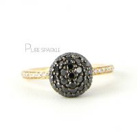 14K Gold 0.65 Ct. White And Black Diamond Disco Ball Ring Fine Jewelry