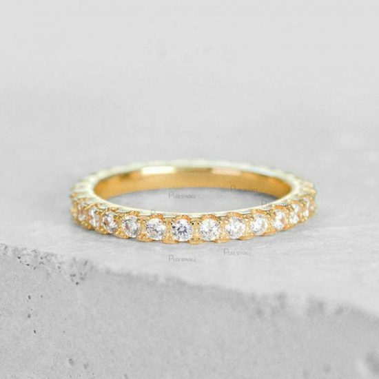 14K Gold 0.70 Ct. Diamond 2 mm Eternity Wedding Band Ring Fine Jewelry