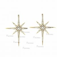 14K Gold 0.80 Ct. Diamond Long Starburst Earrings Celestial Jewelry Gift
