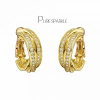 14K Gold 1.00 Ct. Diamond Triple Interlocking Hoop Earrings Fine Jewelry
