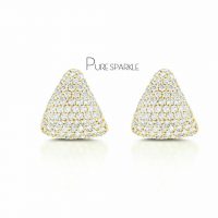 14K Gold 1.00 Ct. Pave Diamond Split Huggie Earrings Fine Jewelry