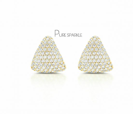 14K Gold 1.00 Ct. Pave Diamond Split Huggie Earrings Fine Jewelry