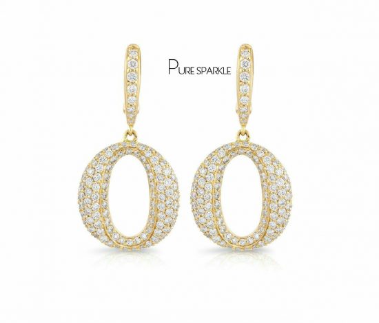 14K Gold 1.50 Ct. Pave Diamond Wedding Engagement Earrings Fine Jewelry