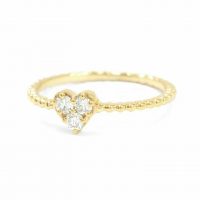 14K Gold Beaded 0.10 Ct. Diamond Love Heart Ring Fine Jewelry