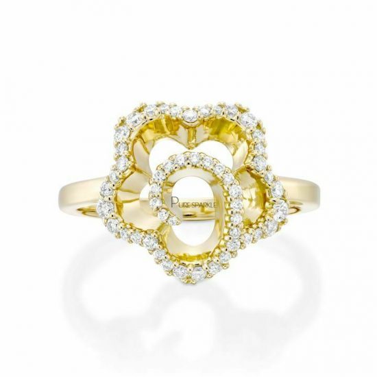 14K Gold VS Clarity Diamond Antique Flower Design Ring Fine Jewelry