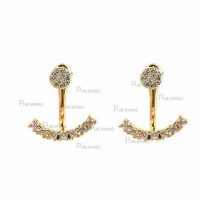 14K Gold VS Clarity F-G Color Diamond Ear Jacket Earring Wedding Jewelry
