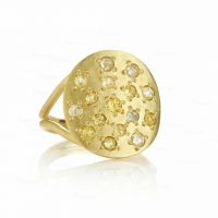 14K Gold White And Yellow Diamond Unique Ring Fine Jewelry- New Arrival