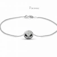 14K White Gold Diamond Pumpkin/Skull Charm Bracelet Halloween Gift