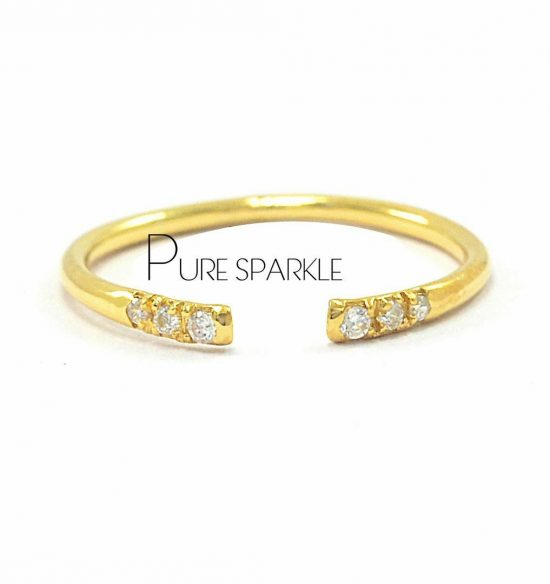 18K Gold 0.06 Ct. Diamond Cuff Midi Ring Valentine's Fine Jewelry