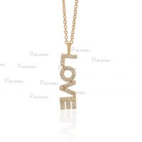 18K Gold 0.15 Ct. Diamond Love Pendant Necklace Gift Fine Jewelry