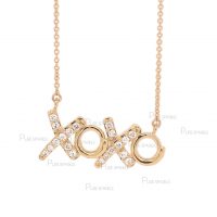 18K Gold 0.15 Ct. Diamond XOXO Pendant Necklace Gift Fine Jewelry