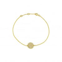 14K Gold 0.30 Ct. Diamonds Disc Chain Bracelet Minimalist Fine Jewelry
