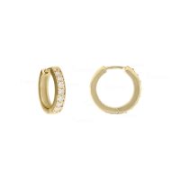 14K Gold 0.21 Ct. Diamond Hoop Earrings Handmade Fine Jewelry