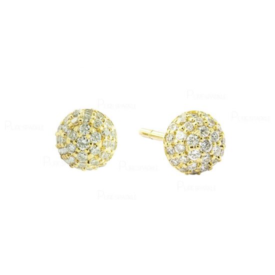 14K Gold 0.50 Ct. Diamond Half Disco Ball Earrings Fine Jewelry