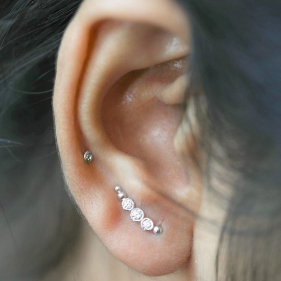 14K Gold 0.16 Ct. Diamond Ear Crawler Climber Earrings Fine Jewelry
