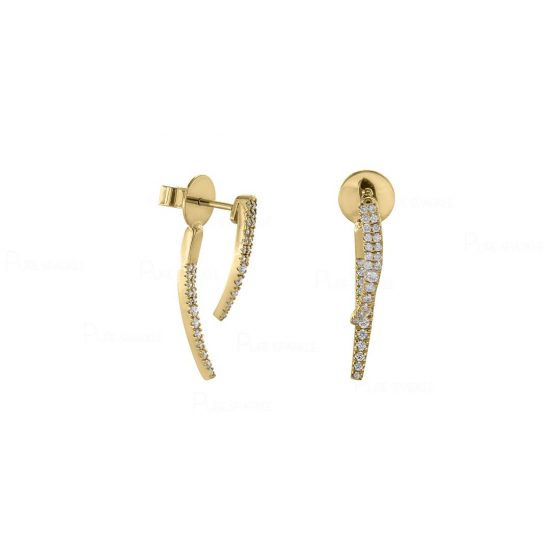14K Gold 0.45 Ct. Diamond Bar Hook Earrings Fine Jewelry-New Arrival