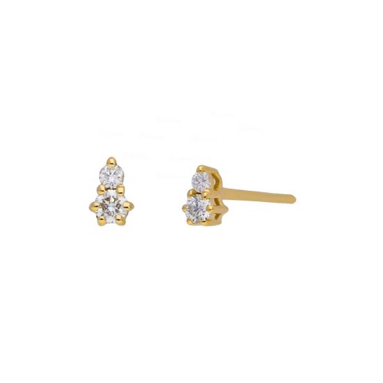 14K Gold 0.09 Ct. Diamond Minimalist Studs Earrings Fine Jewelry