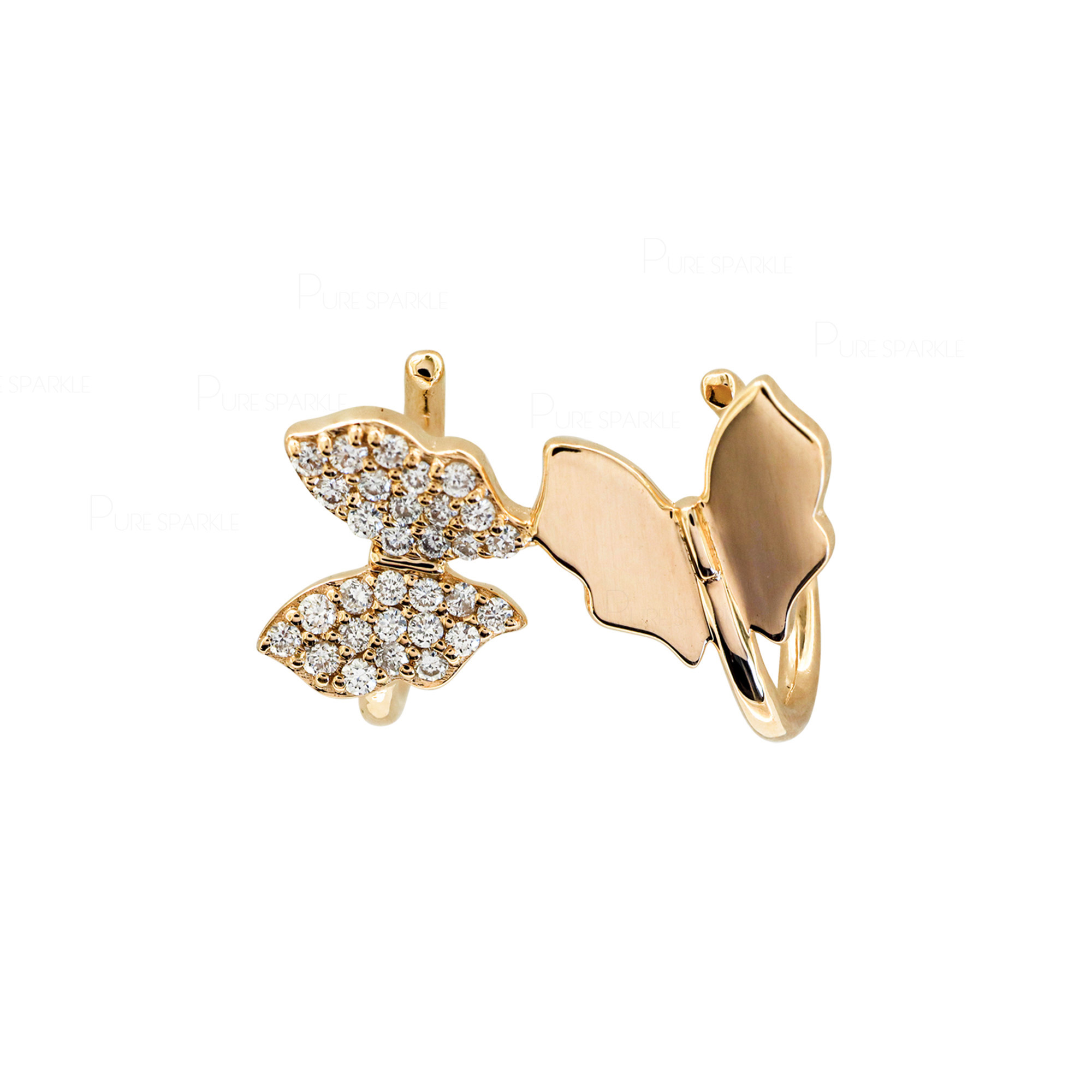 14K Gold Diamond Butterfly 1 Pc. Earring Fine Jewelry