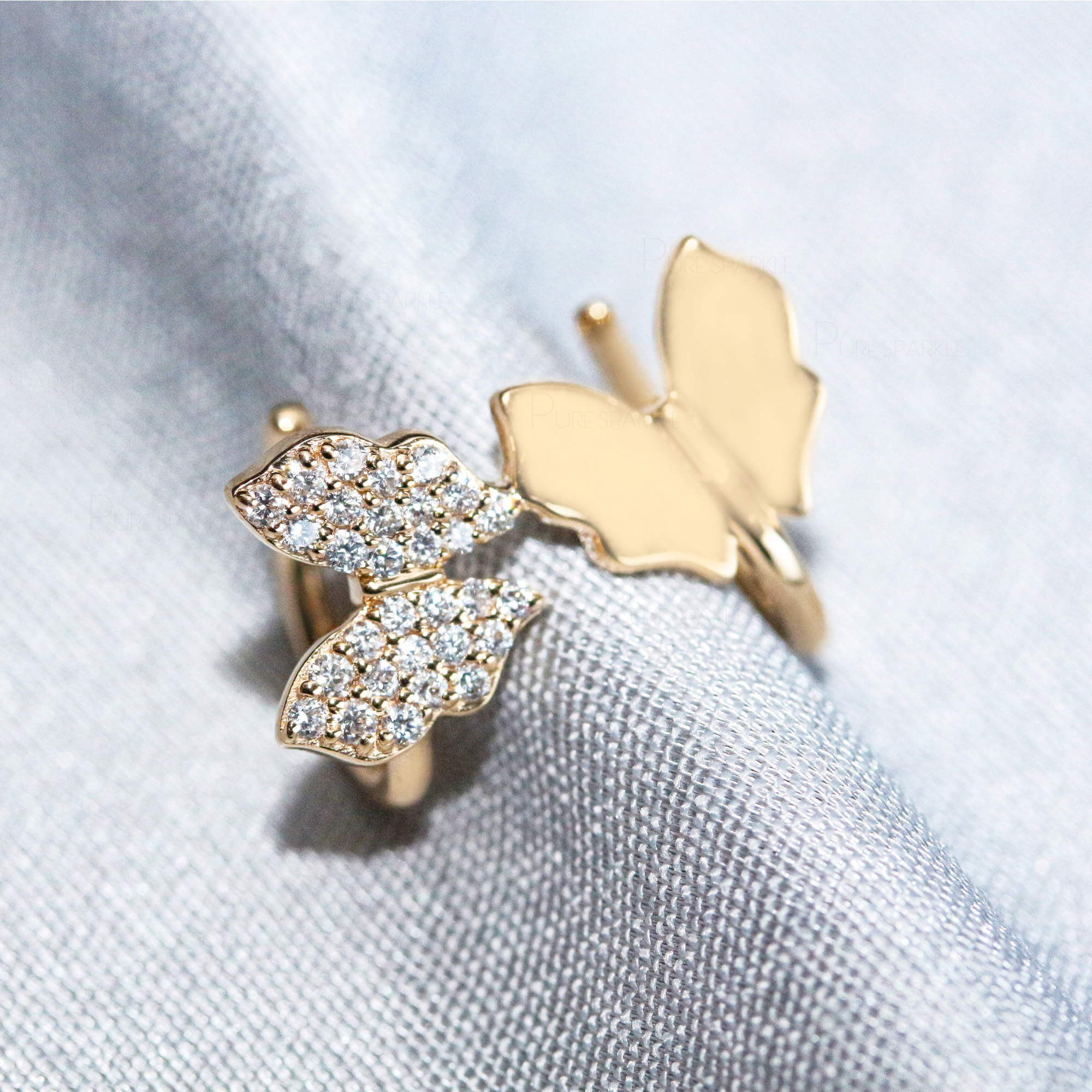 14K Gold Diamond Butterfly 1 Pc. Earring Fine Jewelry