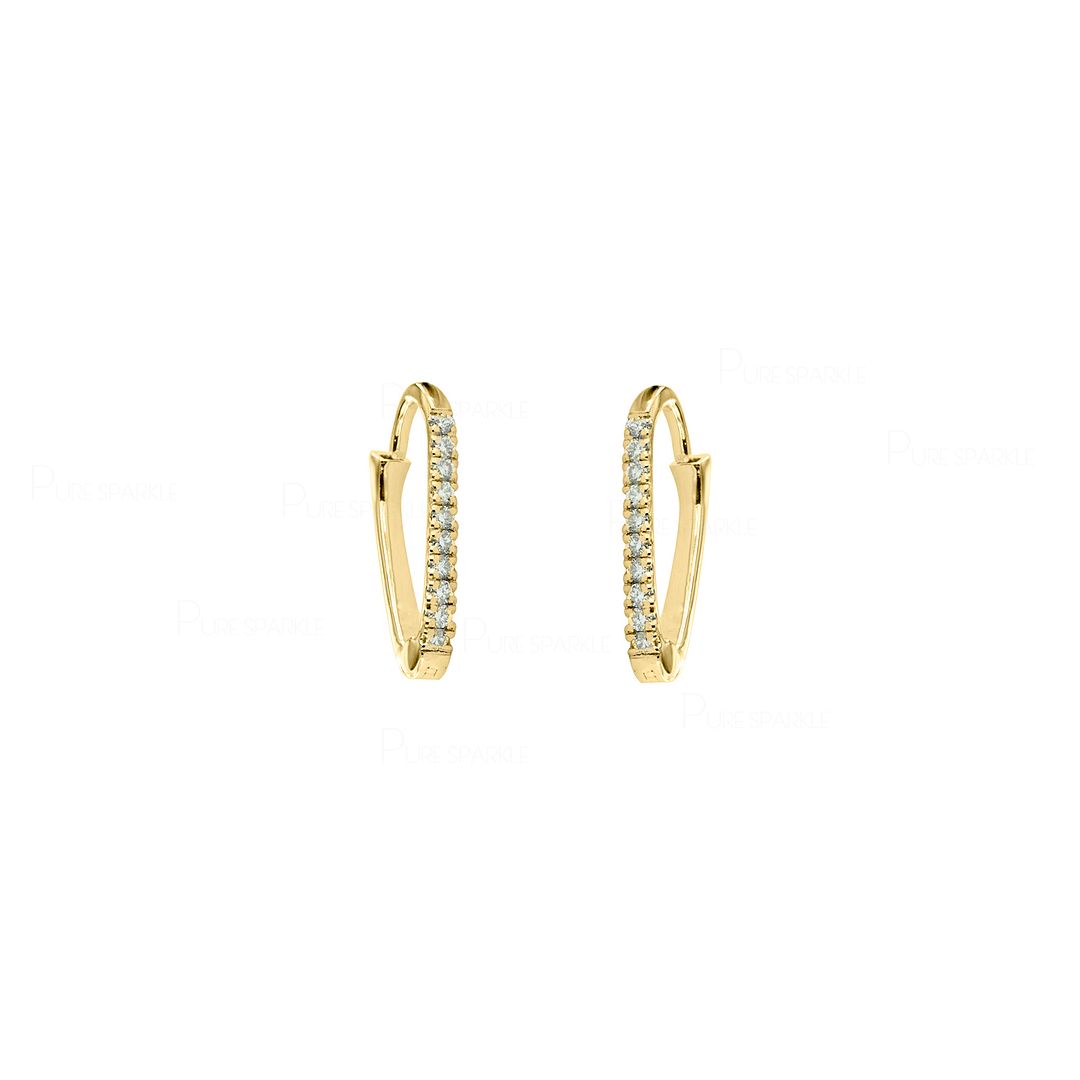 14K Gold 0.18 Ct. Diamond Minimalist Huggie Earrings Fine Jewelry