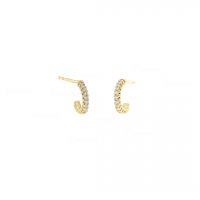 14K Gold 0.25 Ct. Diamond Half Hoop Cuff Earrings Fine Jewelry