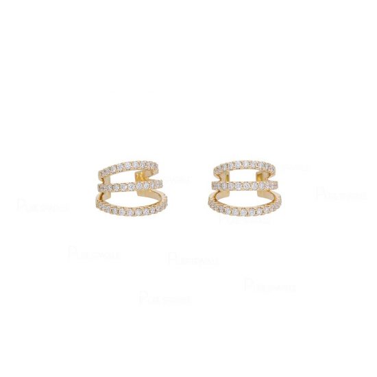 14K Gold 0.75 Ct. Diamond Triple Ear Cuff Earring Fine Jewelry