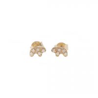 14K Gold 0.09 Ct. Diamond Bear Shape Studs Earrings Fine Jewelry