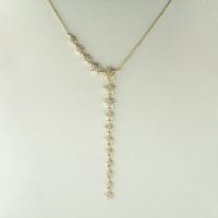14K Gold 0.63 Ct. Diamond Multi Star Charm Drop Lariat Necklace Jewelry