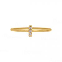 14K Gold 0.03 Ct. Diamond 5 mm Bar Fine Ring Size - 3 to 8 US