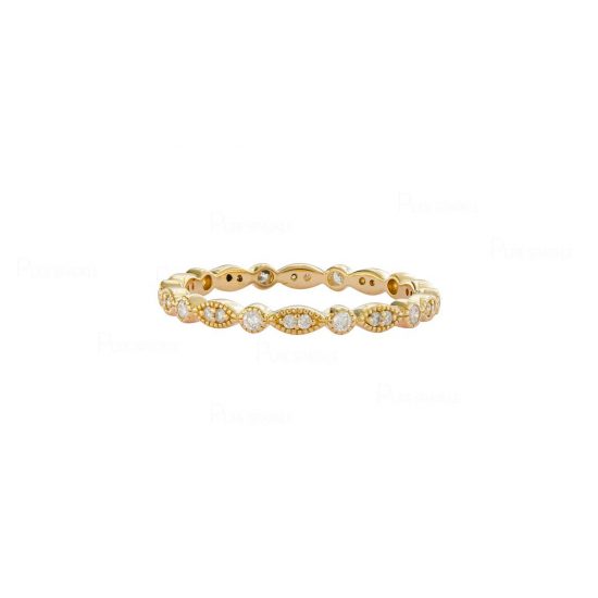 14K Gold 0.25 Ct. Diamond Milgrain Eternity Wedding Ring Fine Jewelry