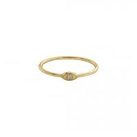 14K Gold 0.01 Ct. Diamond Evil Eye Ring Fine Jewelry Size -3 to 8 US