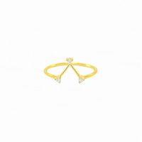 14K Gold 0.09 Ct. Diamond Triangle Shape Ring Fine Jewelry