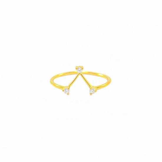 14K Gold 0.09 Ct. Diamond Triangle Shape Ring Fine Jewelry