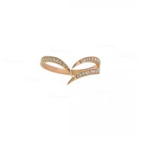 14K Gold 0.18 Ct. Diamond Chevron Design Open Ring Fine Jewelry