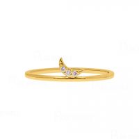 14K Gold 0.03 Ct. Diamond Crescent Moon Ring Fine Jewelry Size-3 to 8 US
