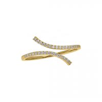 14K Gold 0.16 Ct. Diamond Wrap Cuff Open Ring Fine Jewelry Size-3 to 9US