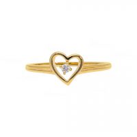 14K Gold 0.03 Ct. Diamond Love Heart Promise Ring Fine Jewelry