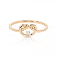 14K Gold 0.02 Ct. Diamond Love Knot Design Anniversary Ring Fine Jewelry