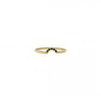 14K Gold 0.05 Ct. Black Diamond Arc Design Minimalist Ring Fine Jewelry