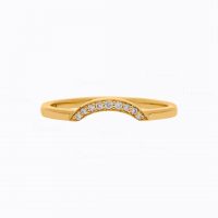 14K Gold 0.07 Ct. Diamond Arc Design Minimalist Ring Fine Jewelry
