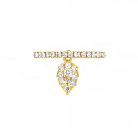 14K Gold 0.22Ct. Diamond Pear Charm Half Eternity Band Ring Fine Jewelry