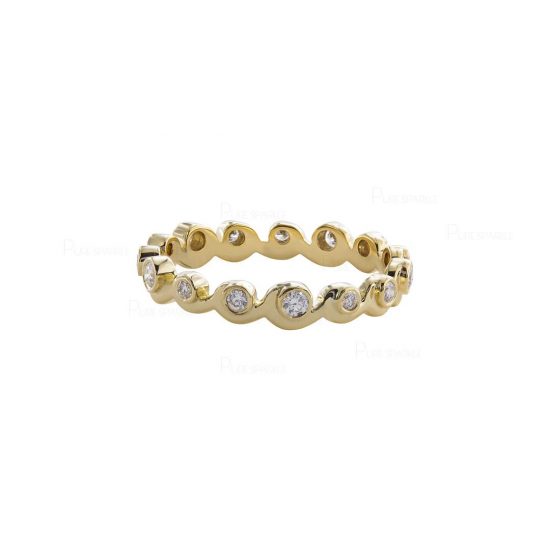 14K Gold 0.20 Ct. Diamond Wave Design Delicate Promise Ring Fine Jewelry