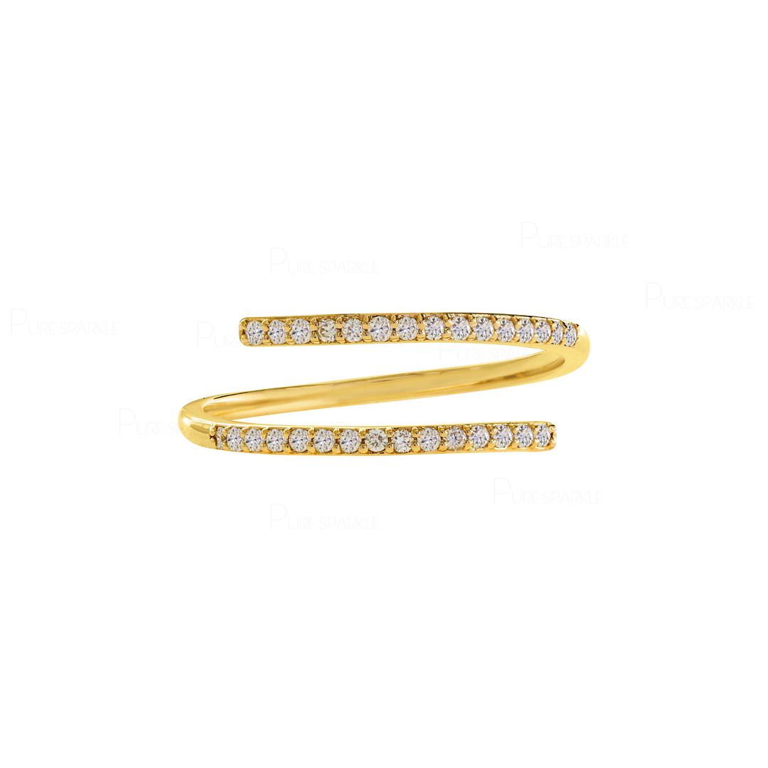 14K Gold 0.20 Ct. Diamond Open Wrap Ring Fine Jewelry Size-3 to 8 US