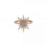 14K Gold 0.50 Ct. Diamond Starburst Ring Handmade Christmas Gift Jewelry