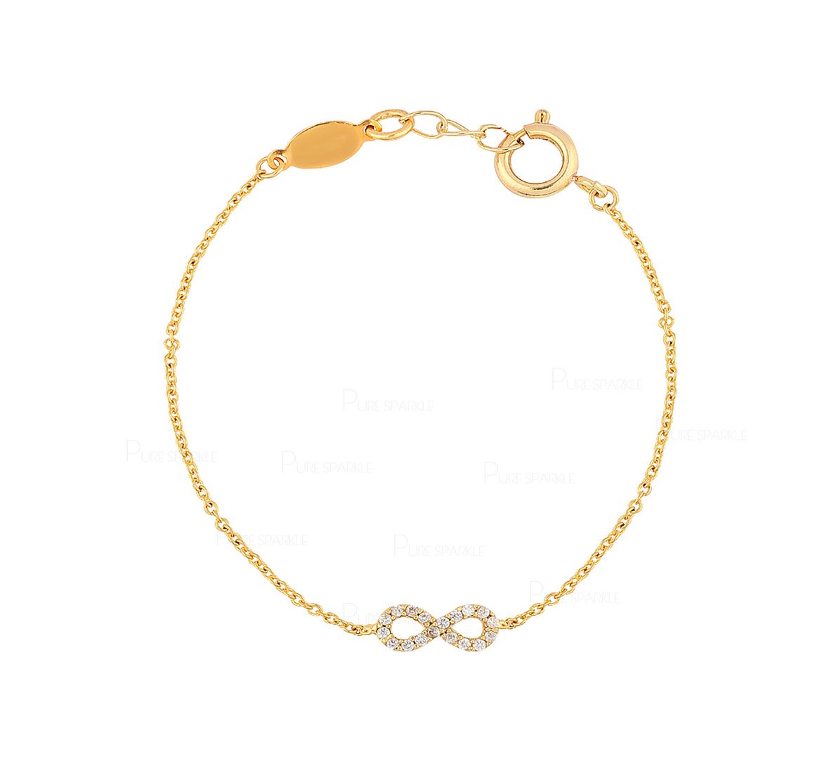 14K Gold 0.15 Ct. Diamond Infinity knot Charm Bracelet Fine Jewelry